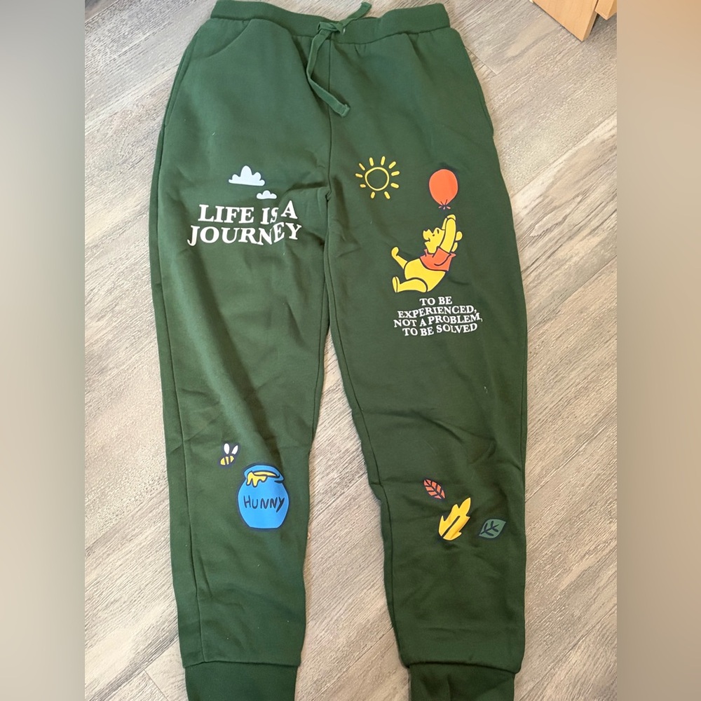 Disney Green women’s Sweatpants with Winnie the Pooh Graphics